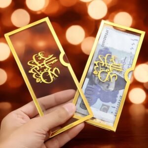 Eid Mubarak Golden Acrylic Envelope for Eidi Gifts